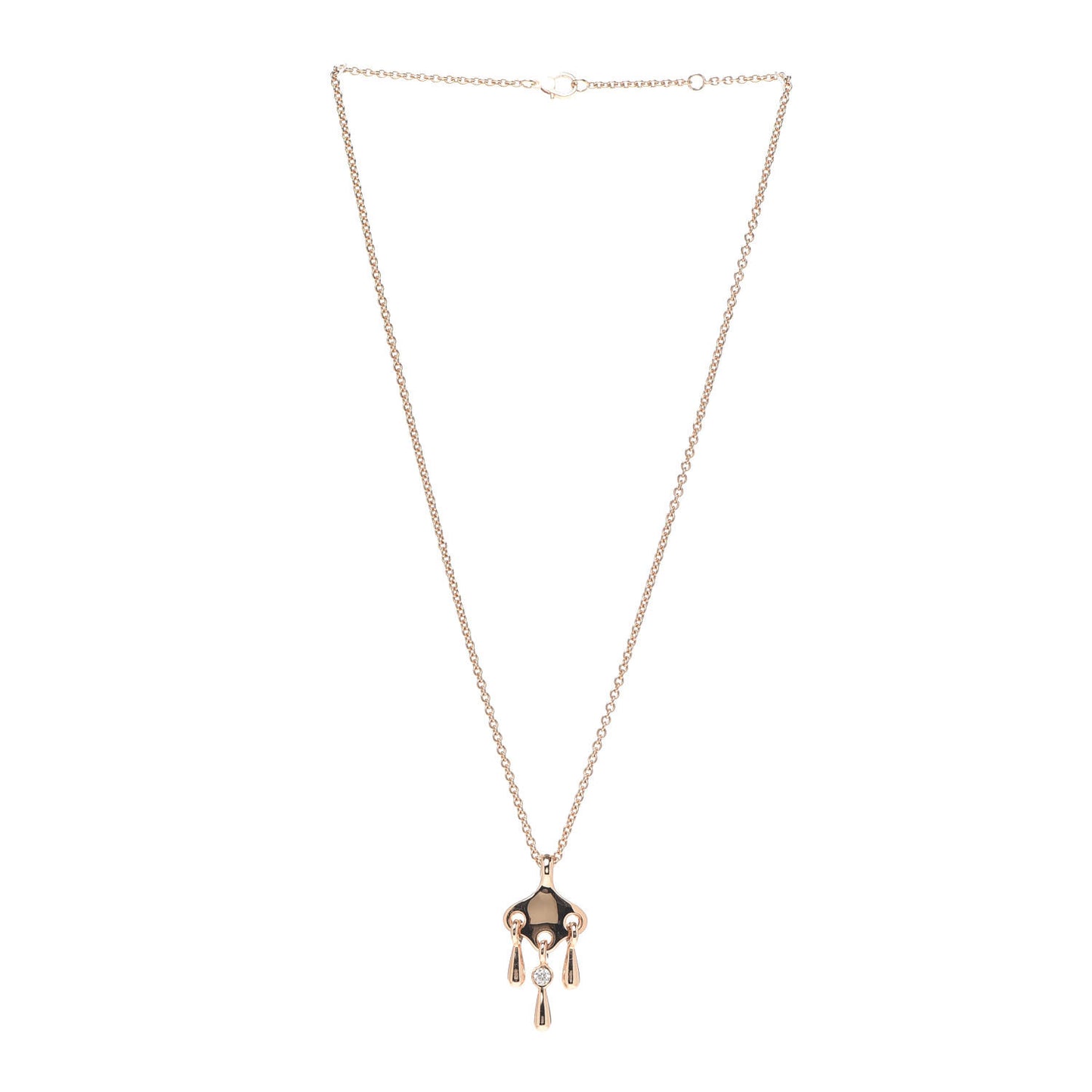 18K Rose Gold Diamond Filet d'Or Pendant Necklace