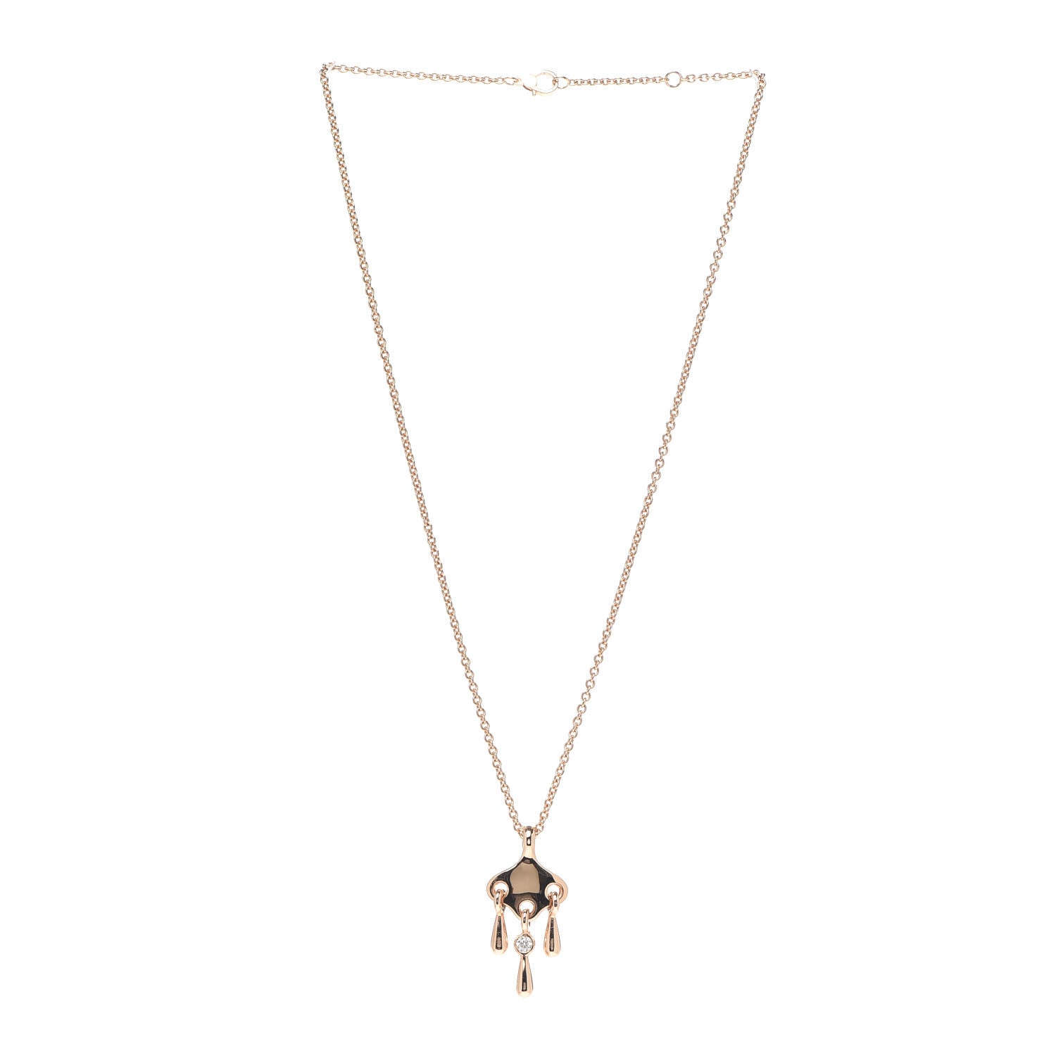 Hermes 18K Rose Gold Diamond Filet d'Or Pendant Necklace 3 of 5