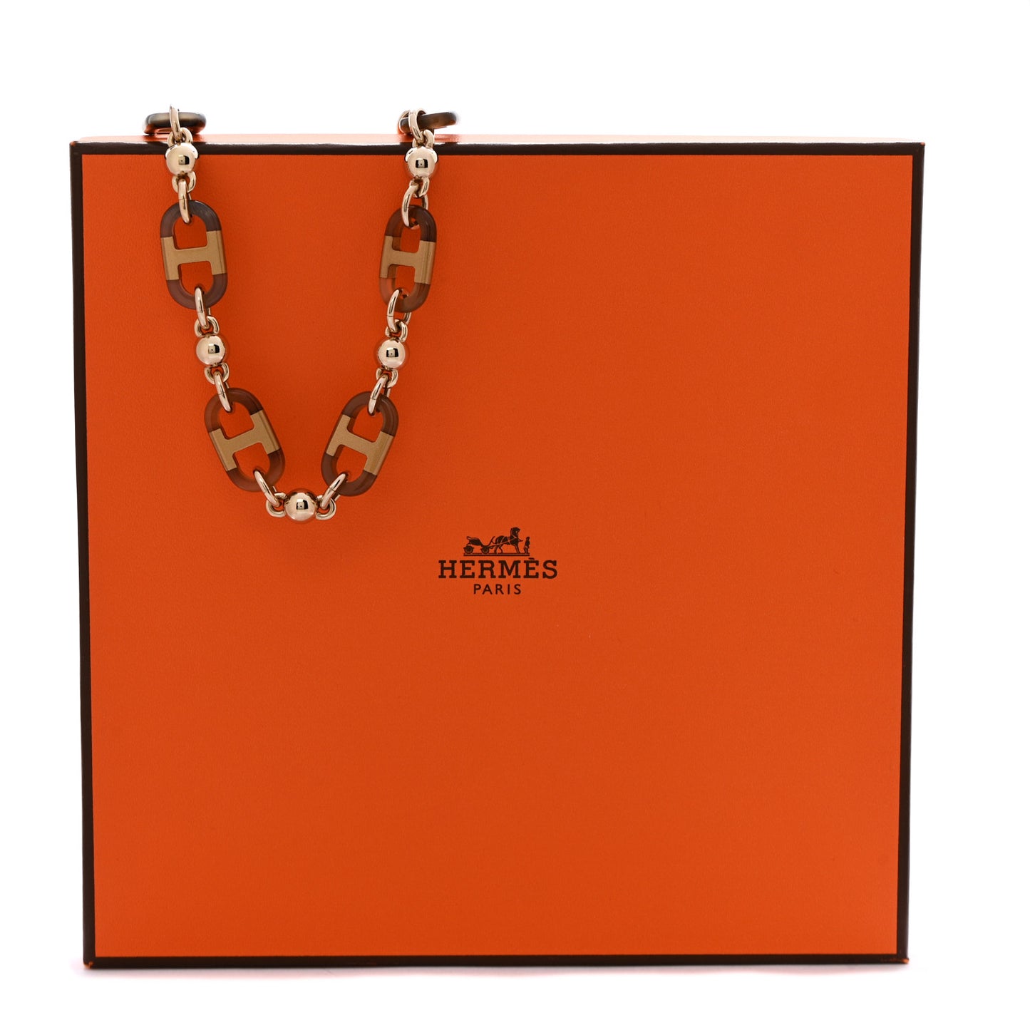 Buffalo Horn Lacquer Chaine D'Ancre Necklace Black Gold