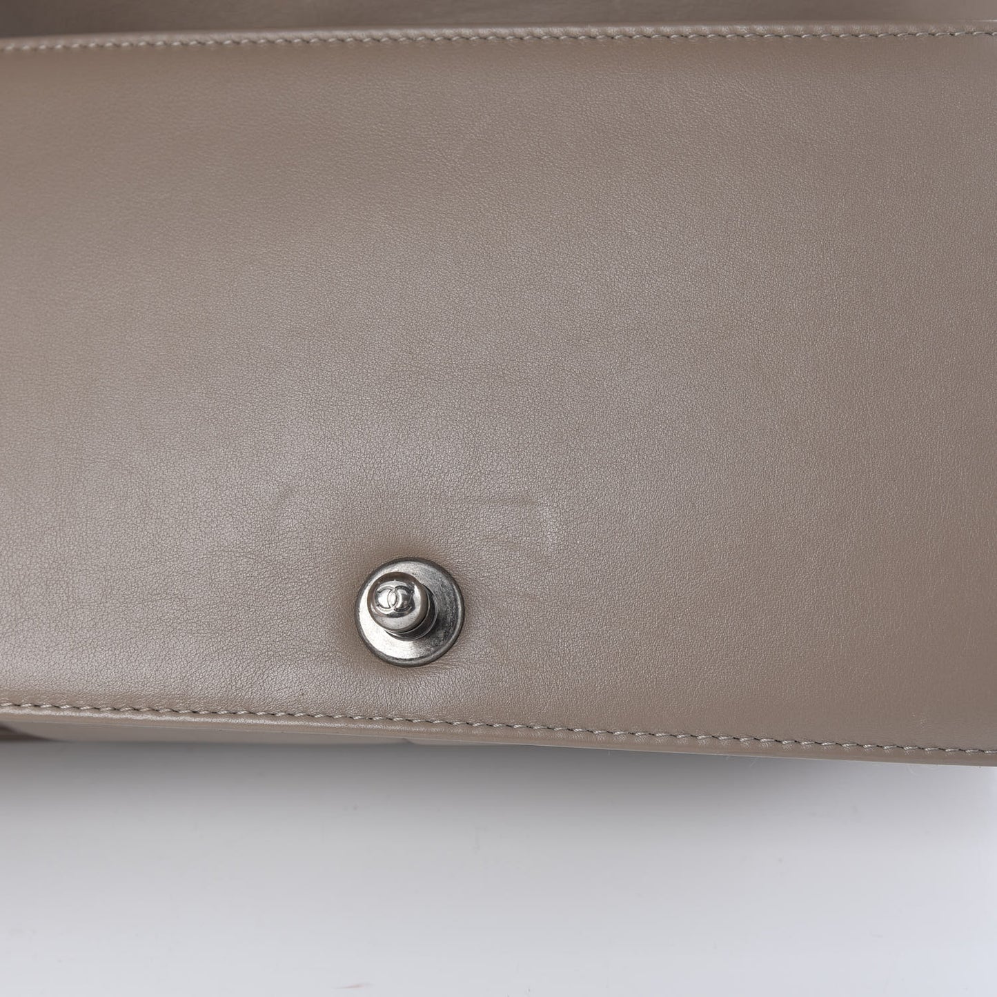 Calfskin Chevron Quilted Medium Boy Flap Taupe