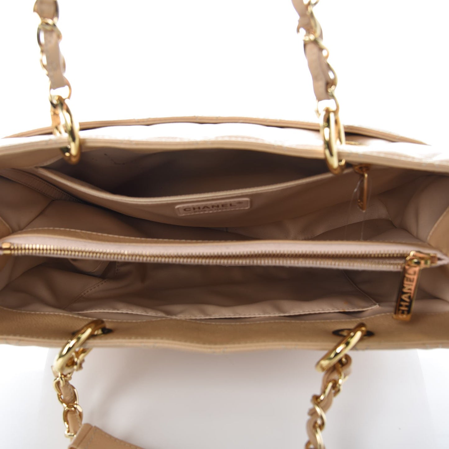 Caviar Quilted Grand Shopping Tote GST Beige Clair