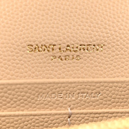 Saint Laurent Grain De Poudre Matelasse Chevron Monogram Chain Wallet Nude Powder 7 of 14