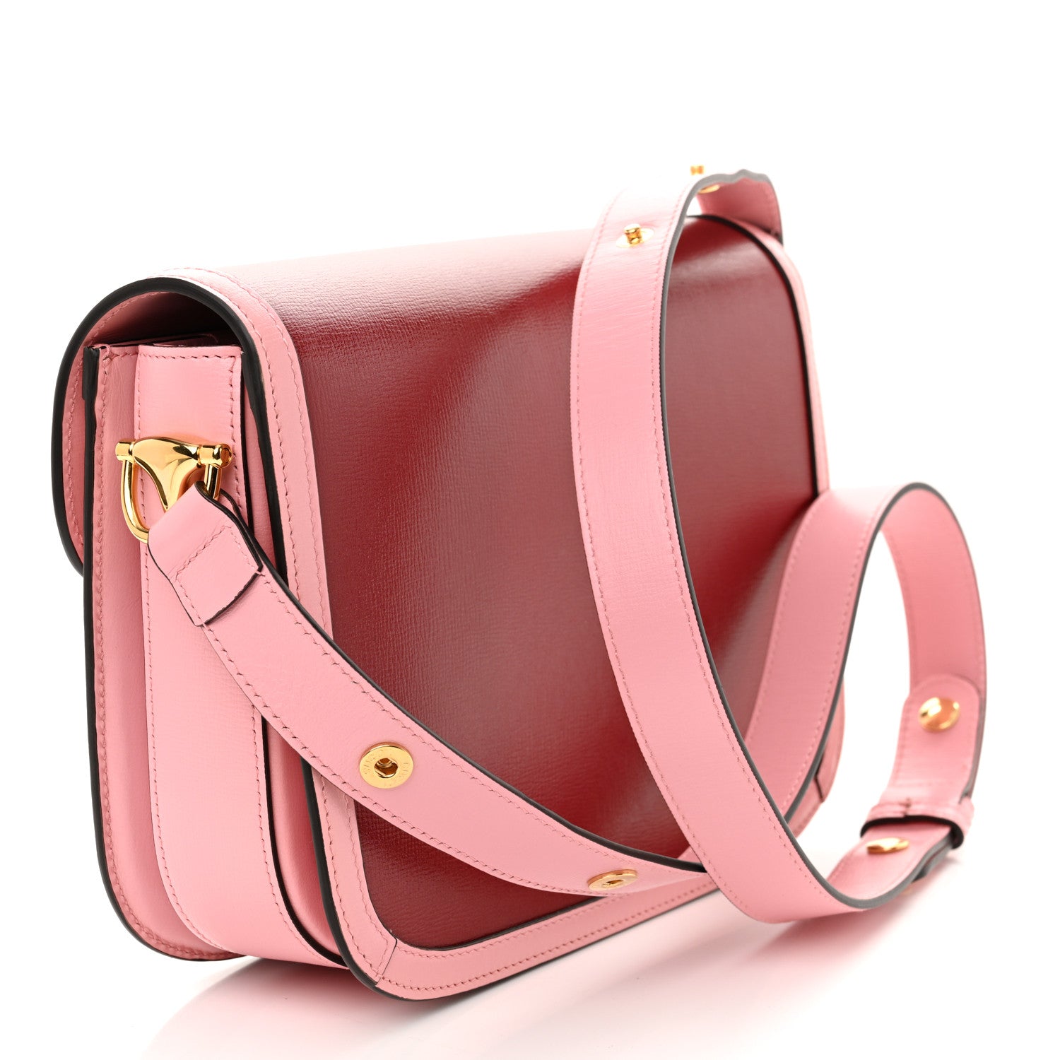 Gucci Azalea Calfskin Horsebit 1955 Shoulder Bag New Cherry Red Wild Rose 3 of 10