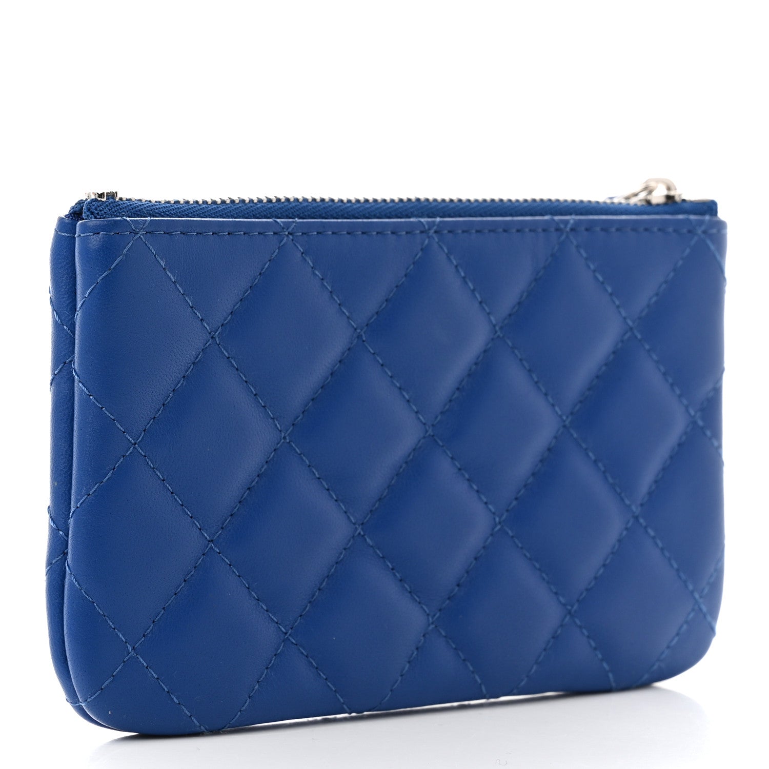 Chanel Lambskin Quilted Small Cosmetic Case Blue 3 of 7