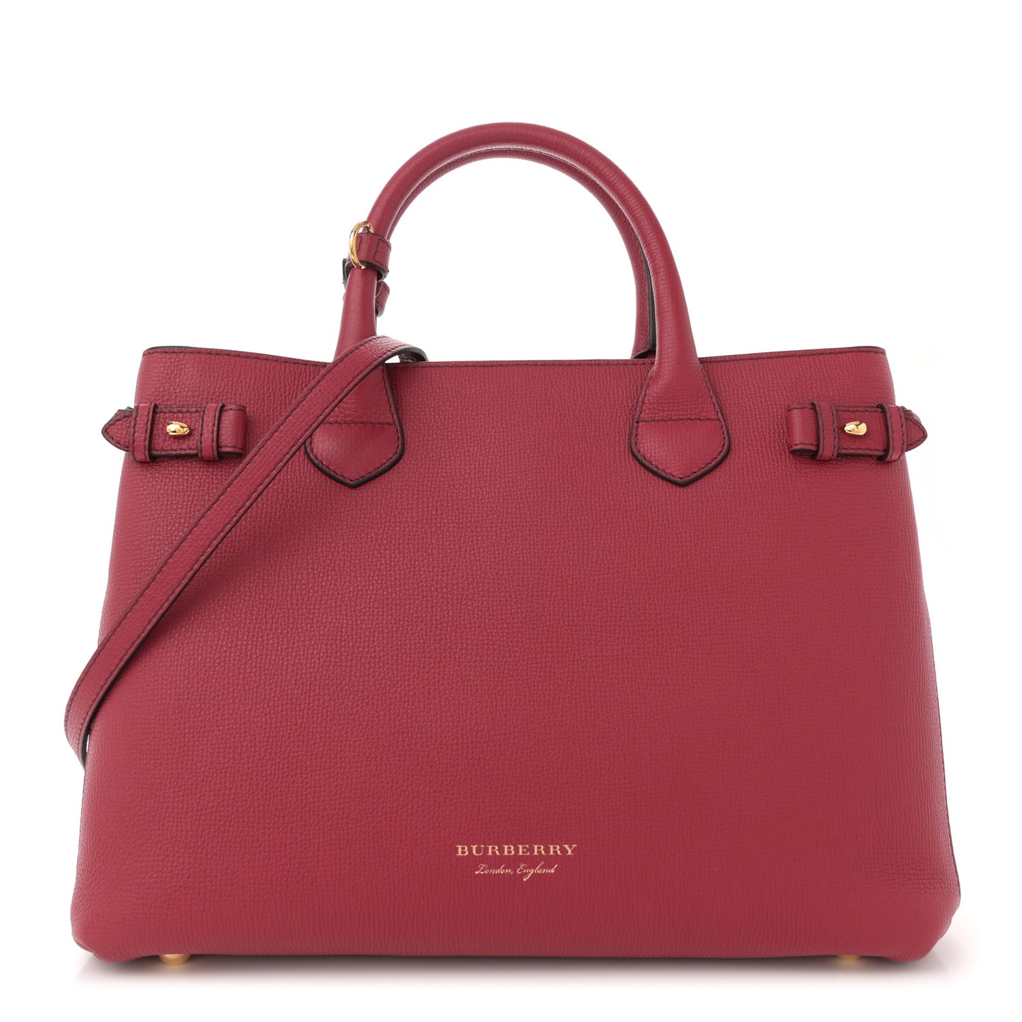 Derby Calfskin House Check Medium Banner Tote Russet Red