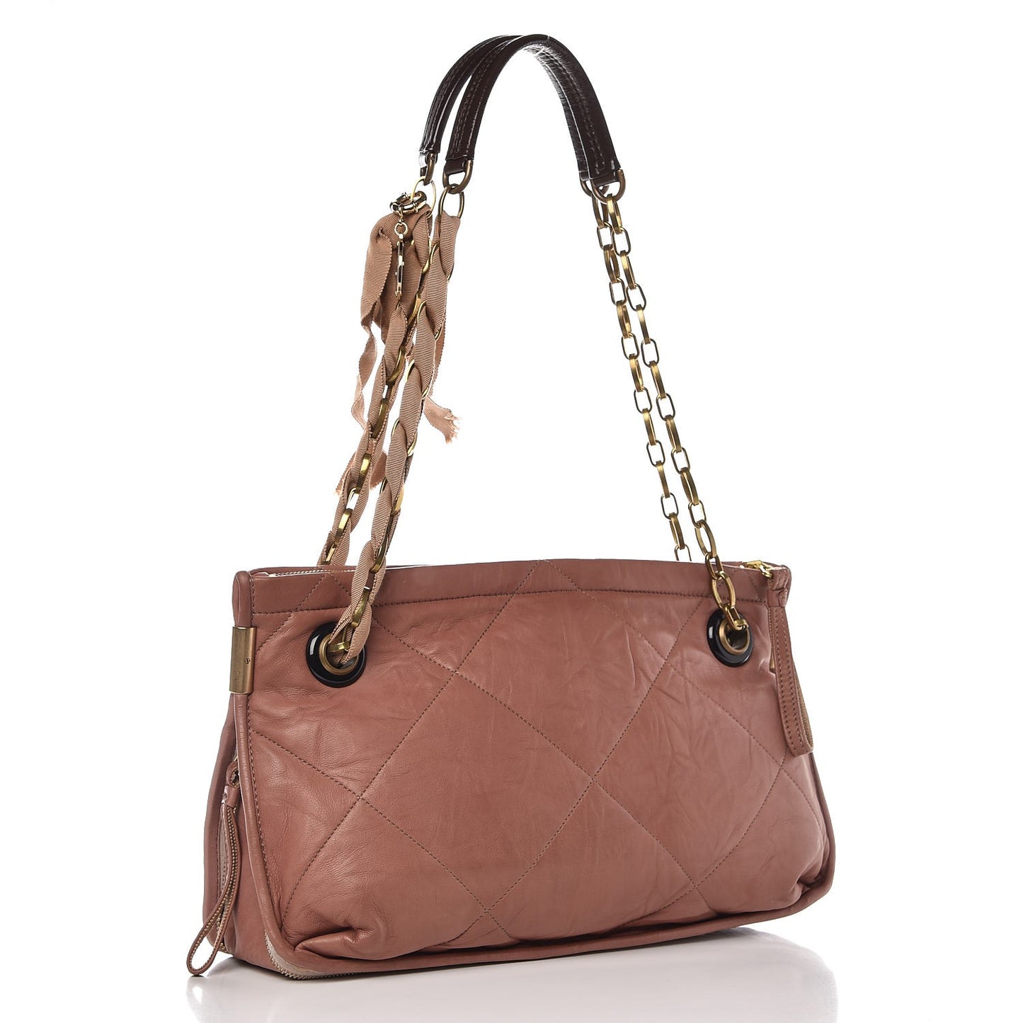Lambskin Quilted Medium Amalia Shoulder Bag Vieux Rose