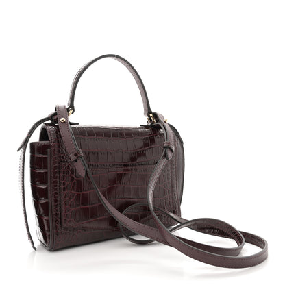 Givenchy Calfskin Crocodile Embossed Eden Mini Top Handle Burgundy 3 of 10