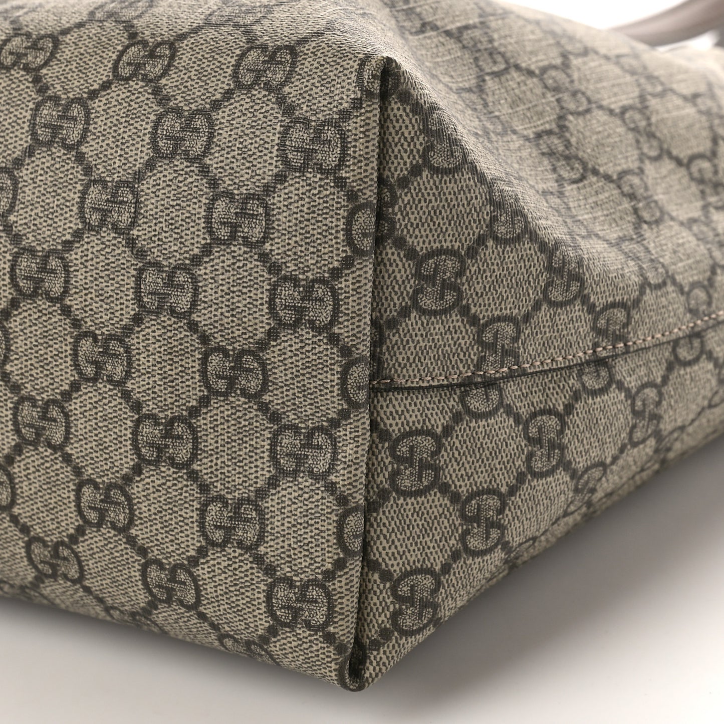 GG Supreme Monogram Textured Calfskin Web Medium Ophidia Shopping Tote Beige Ebony New Acero