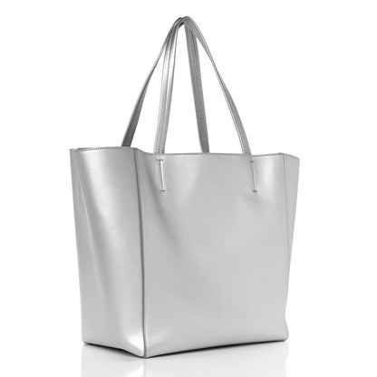 Celine Metallic Grained Calfskin Horizontal Cabas Phantom Silver 3 of 10