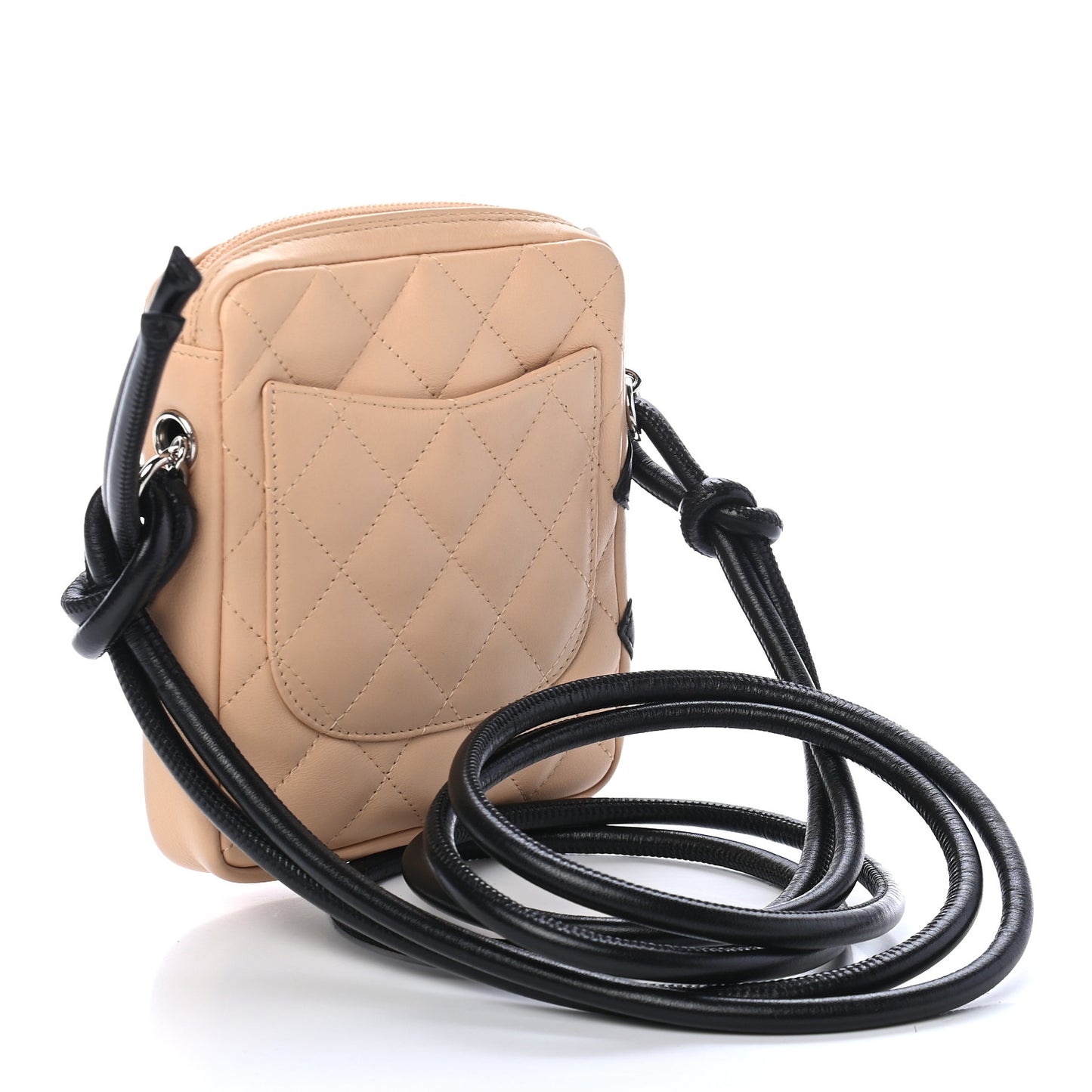 Calfskin Quilted Small Cambon Messenger Beige Black