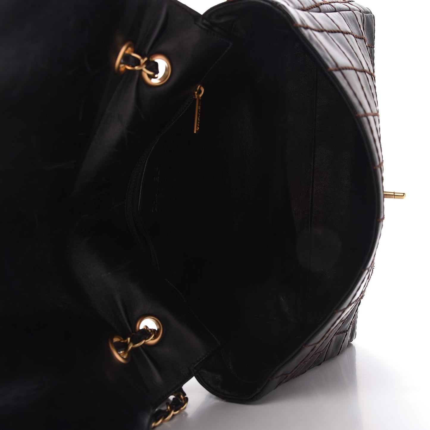 Lambskin Quilted Chocolate Bar Flap Shoulder Bag Brown