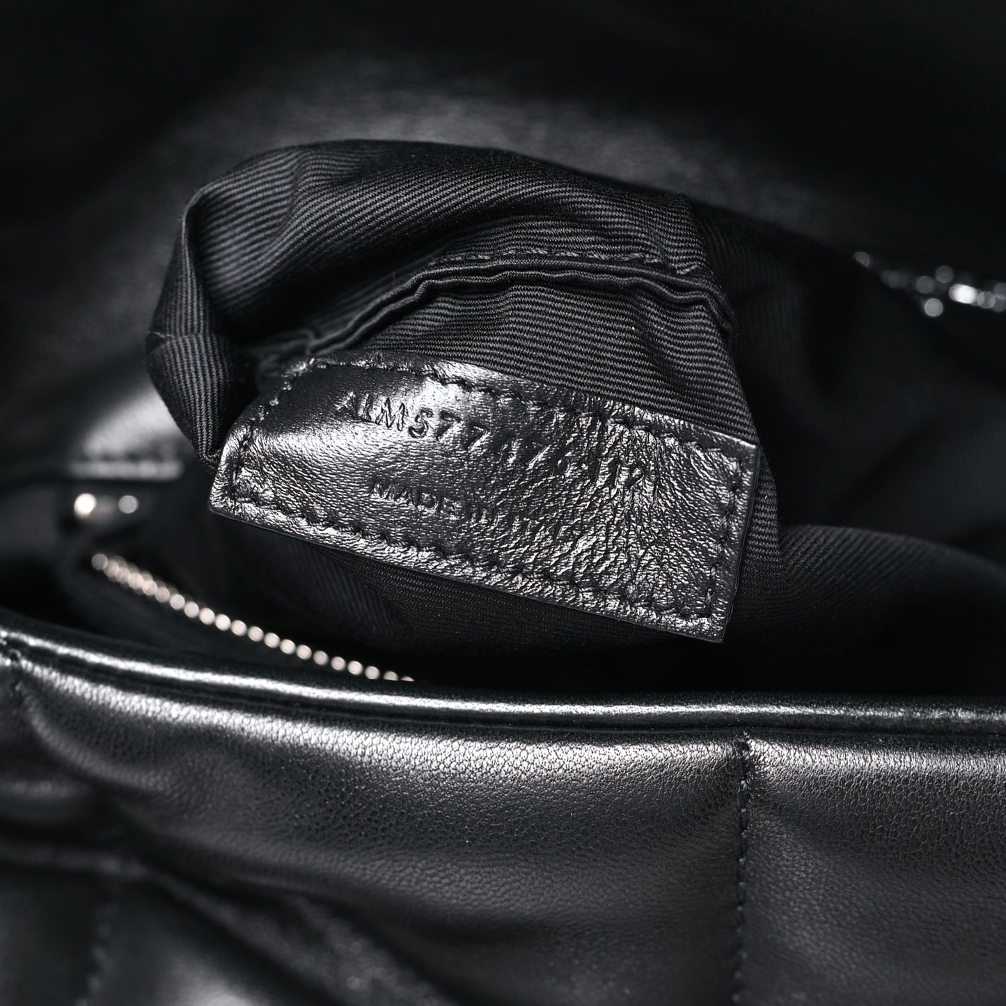 Lambskin Quilted Small Loulou Puffer Monogram Chain Satchel Black