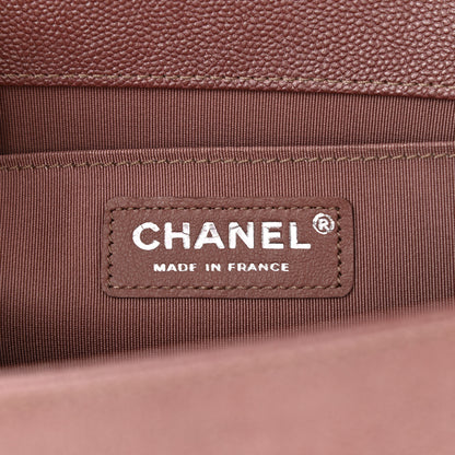 Chanel Metallic Caviar Chevron Quilted Medium Boy Flap Dark Pink 6 of 10