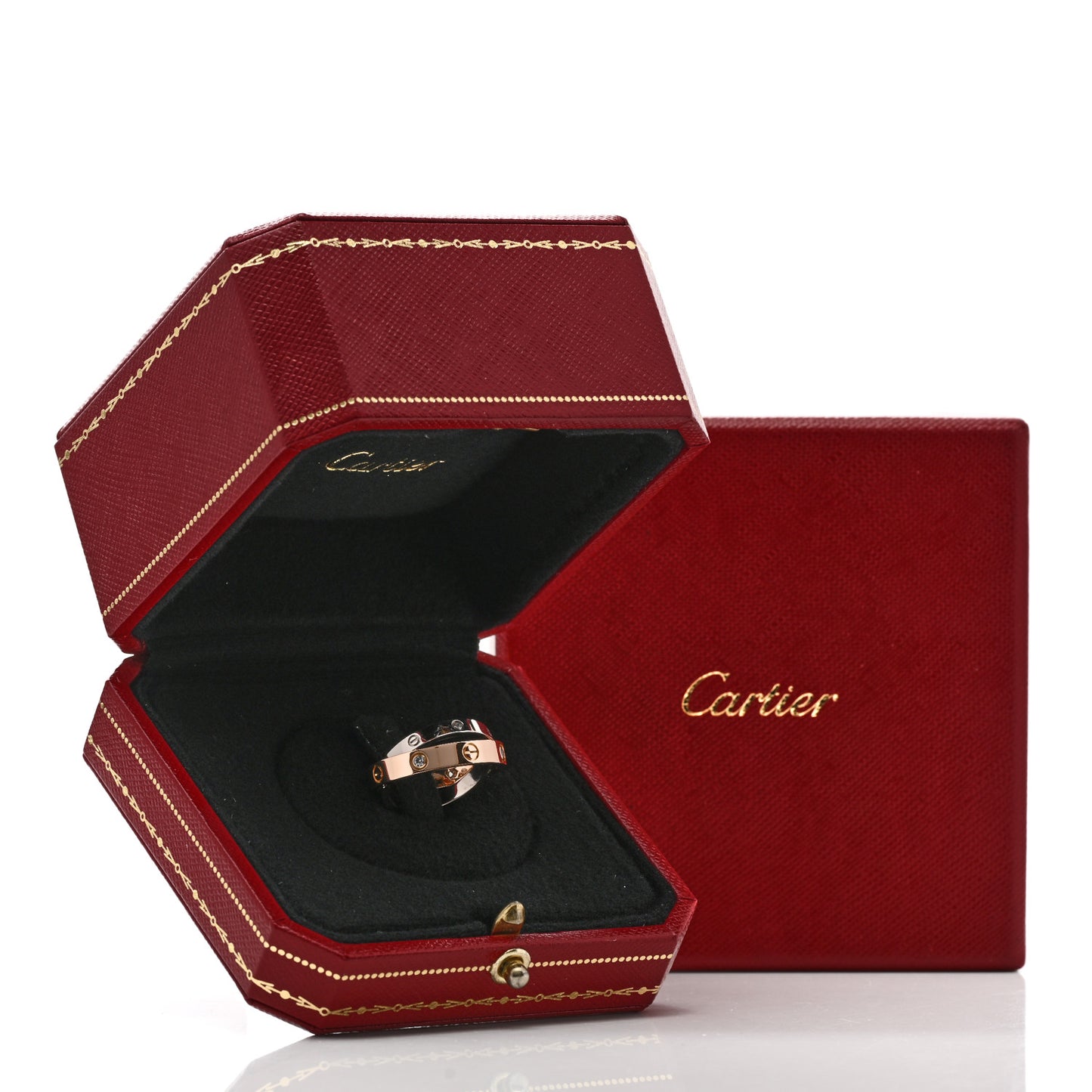 18K Pink White Gold 6 Diamond LOVE Ring 50 5.25