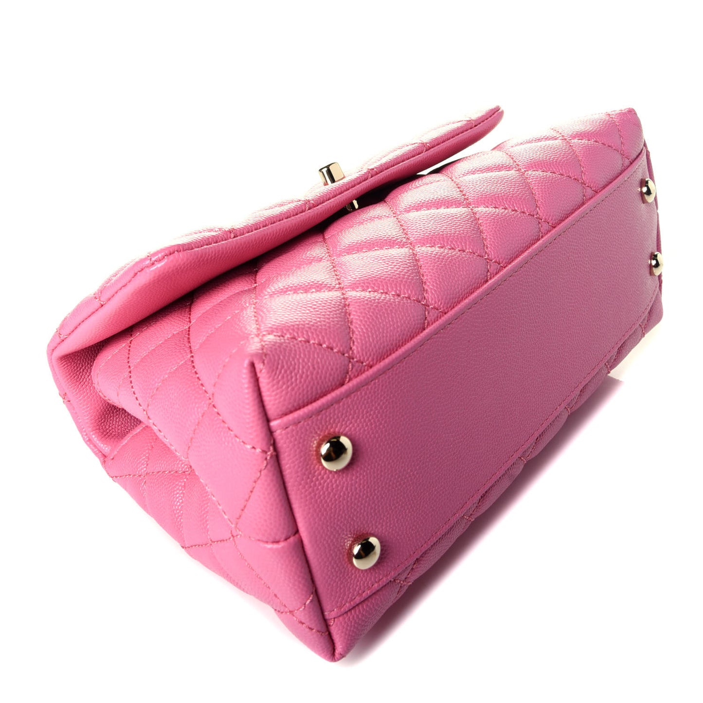 Caviar Lizard Embossed Quilted Mini Coco Handle Flap Pink