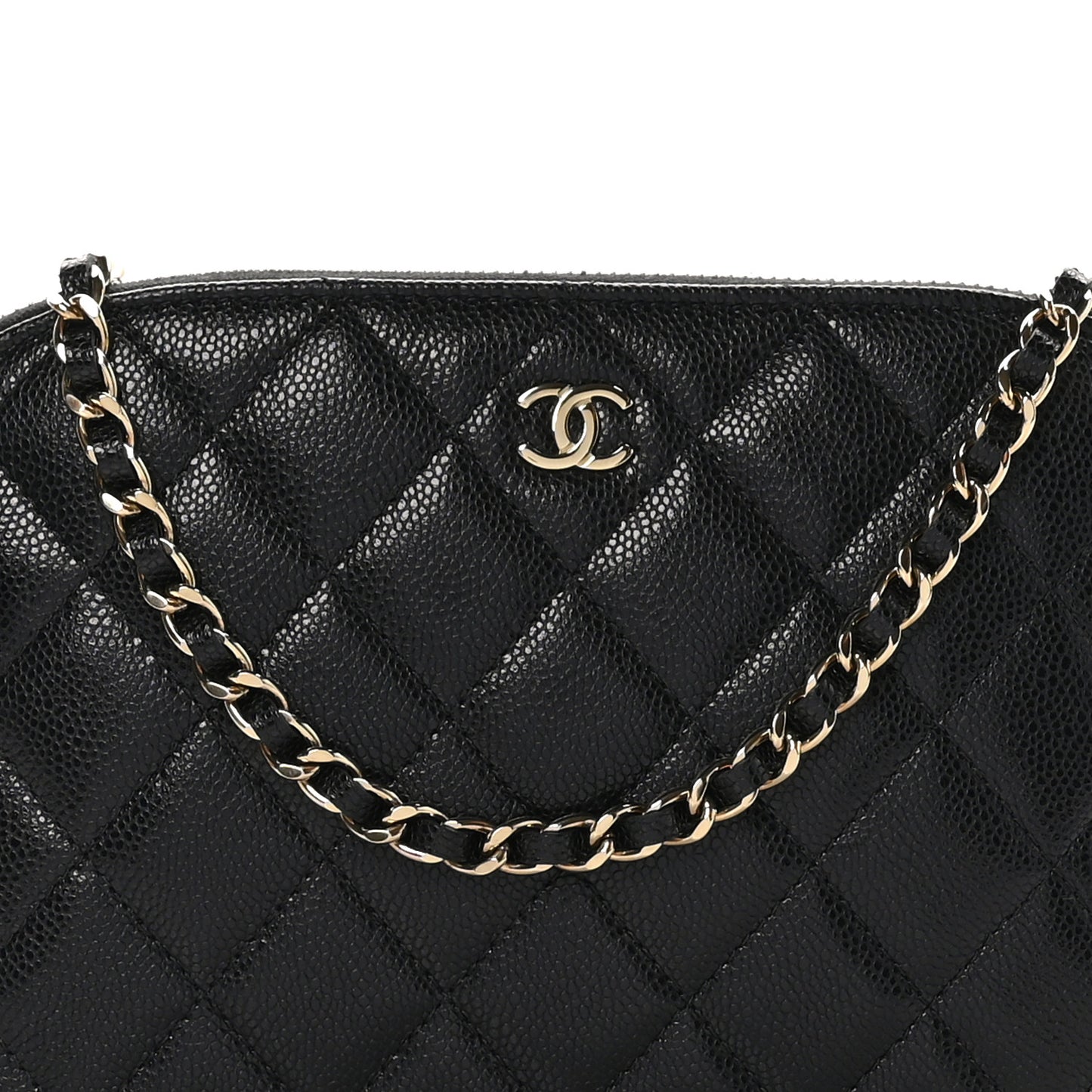 Caviar Quilted Classic Clutch with Chain Black