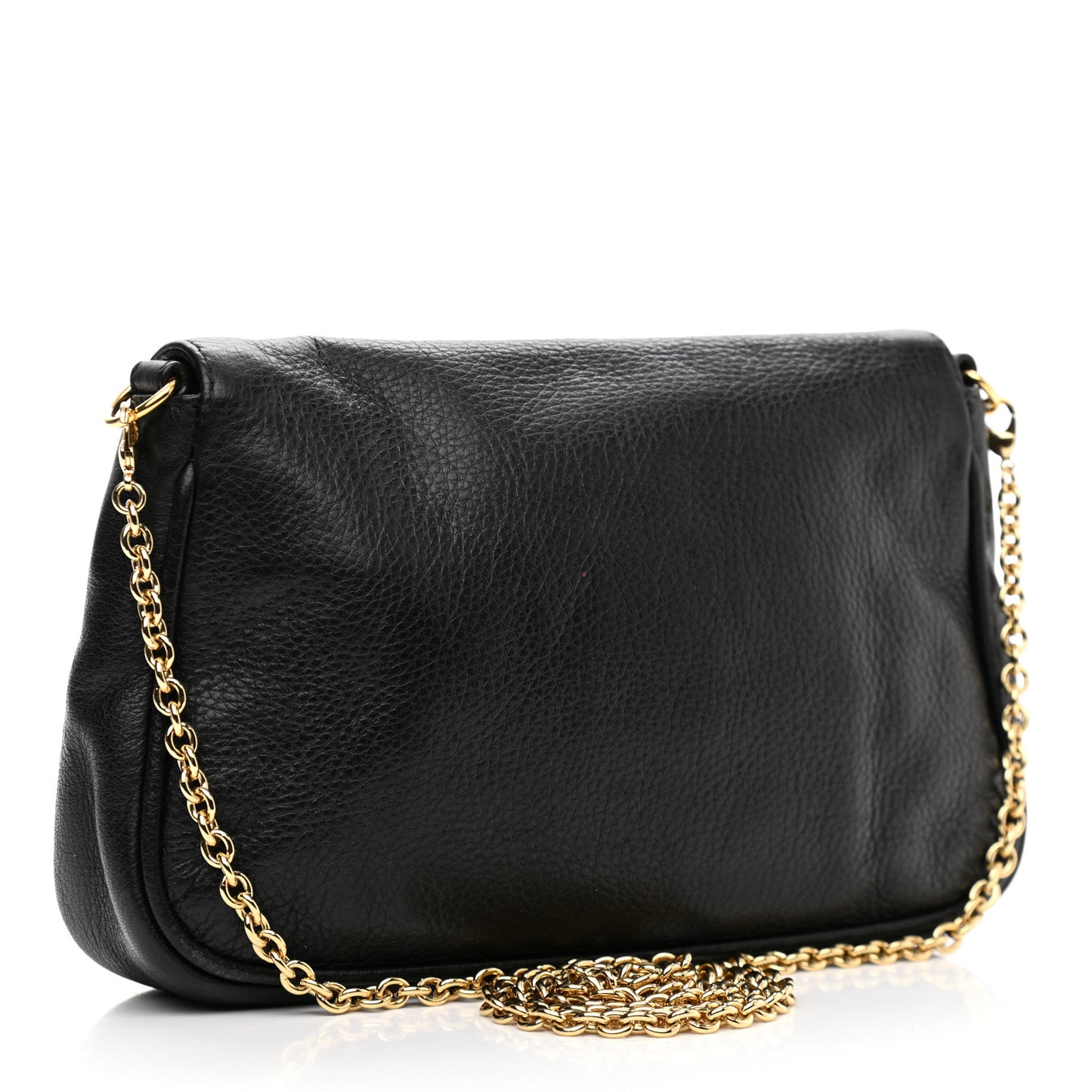 Vitello Flamingo Fendista Pouchette Crossbody Black