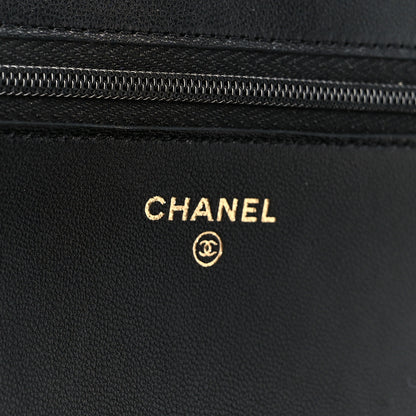 Chanel Lambskin Patent Calfskin Quilted Hold The Line CC Wallet On Chain WOC Black 6 of 12