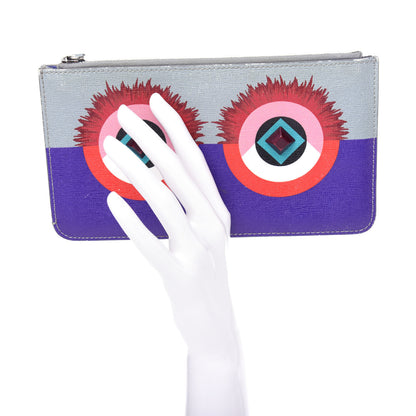 Fendi Vitello Elite Studded Hypnoteyes Zip Pouch Polvere Multicolor 2 of 7