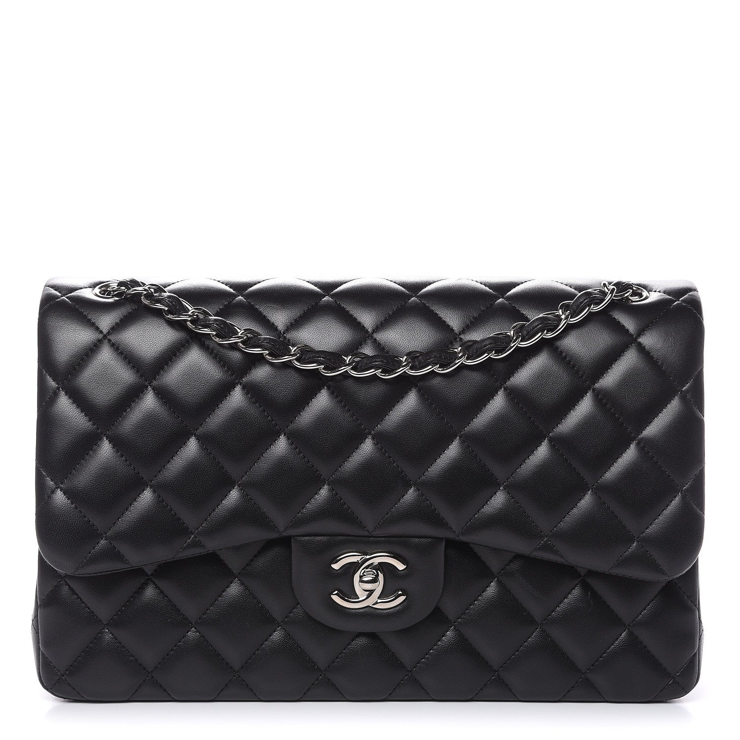 Chanel Lambskin Quilted Jumbo Double Flap Black 1 of 12