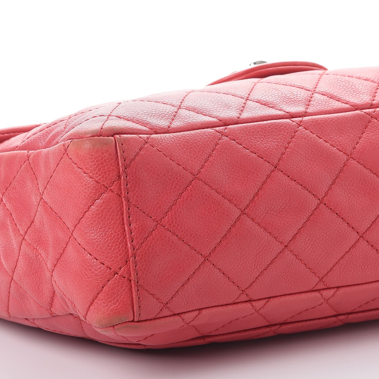 Chanel Washed Caviar Quilted Maxi Single Flap Fuchsia 11 of 13