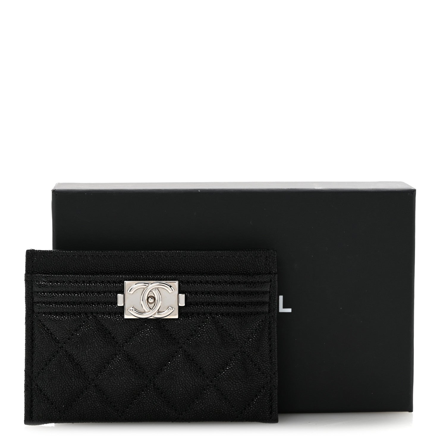 Chanel Caviar Quilted Boy Card Holder Black 10 of 10