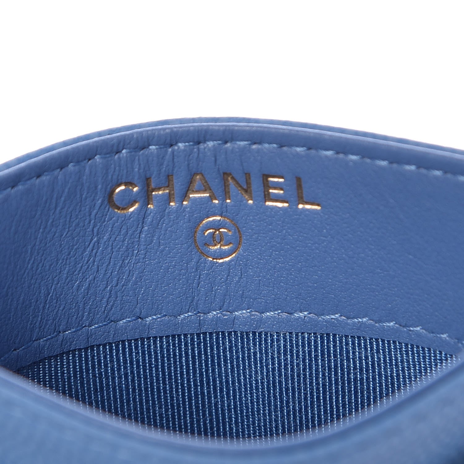 Chanel Caviar Chevron Quilted Card Holder Blue 6 of 9