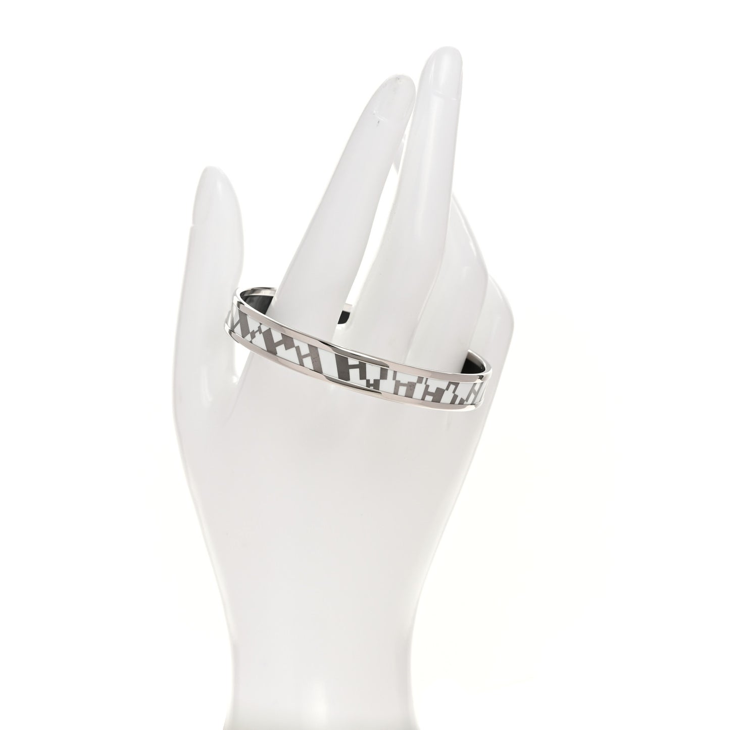 Printed Enamel Narrow lOP'H Bracelet 65 White