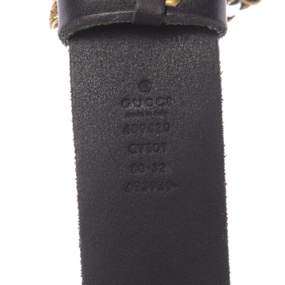 Gucci Calfskin Brass Feline Buckle Belt 80 32 Black 3 of 5