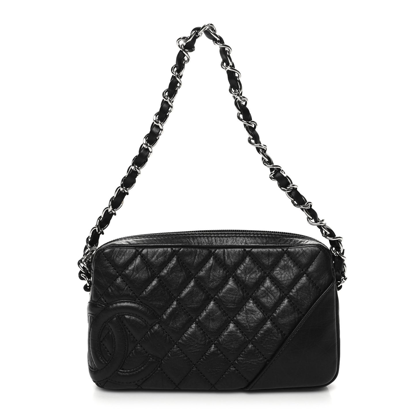 Aged Calfskin Quilted Cotton Club Pochette Black