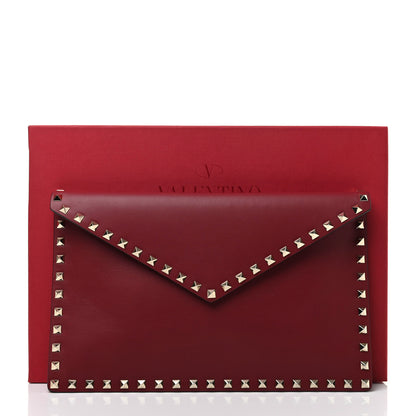 Valentino Garavani Vitello Large Rockstud Envelope Clutch Rubino 9 of 9