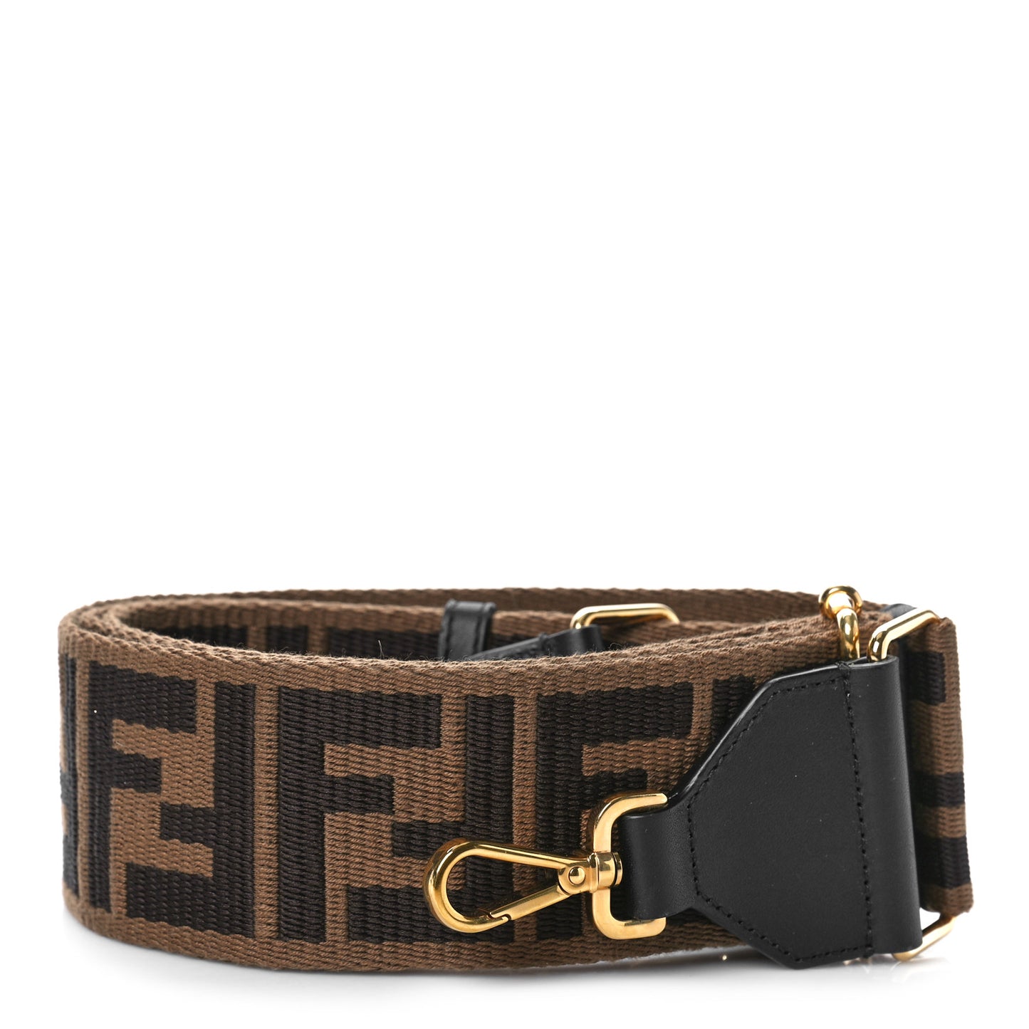 Ribbon Vitello Seta FF 1974 Adjustable Strap You Fango Marrone Black
