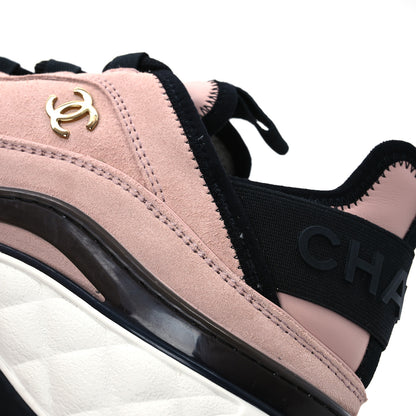 Chanel Suede Calfskin Nylon Grosgrain CC Sneakers 40 Light Pink 11 of 13