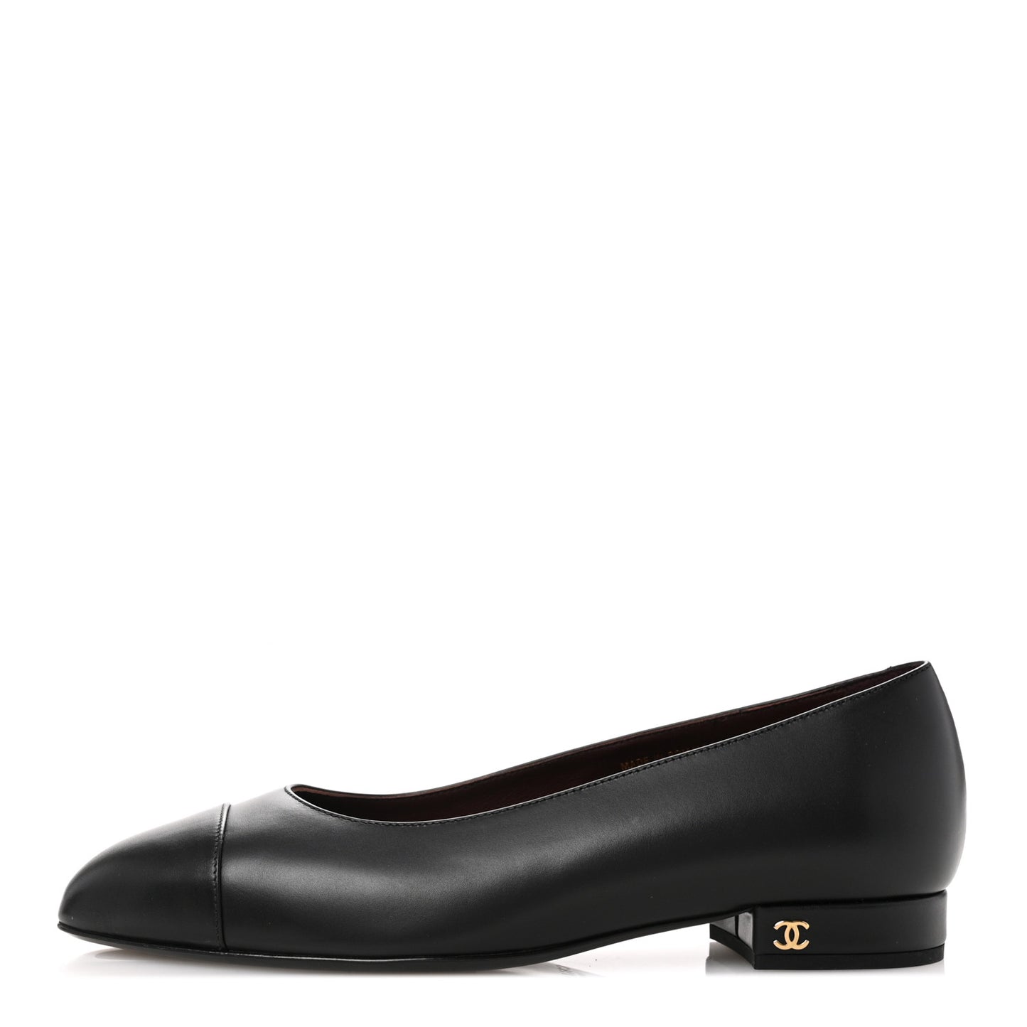 Lambskin Cap Toe CC Uniform Ballerina Flats 38 Black
