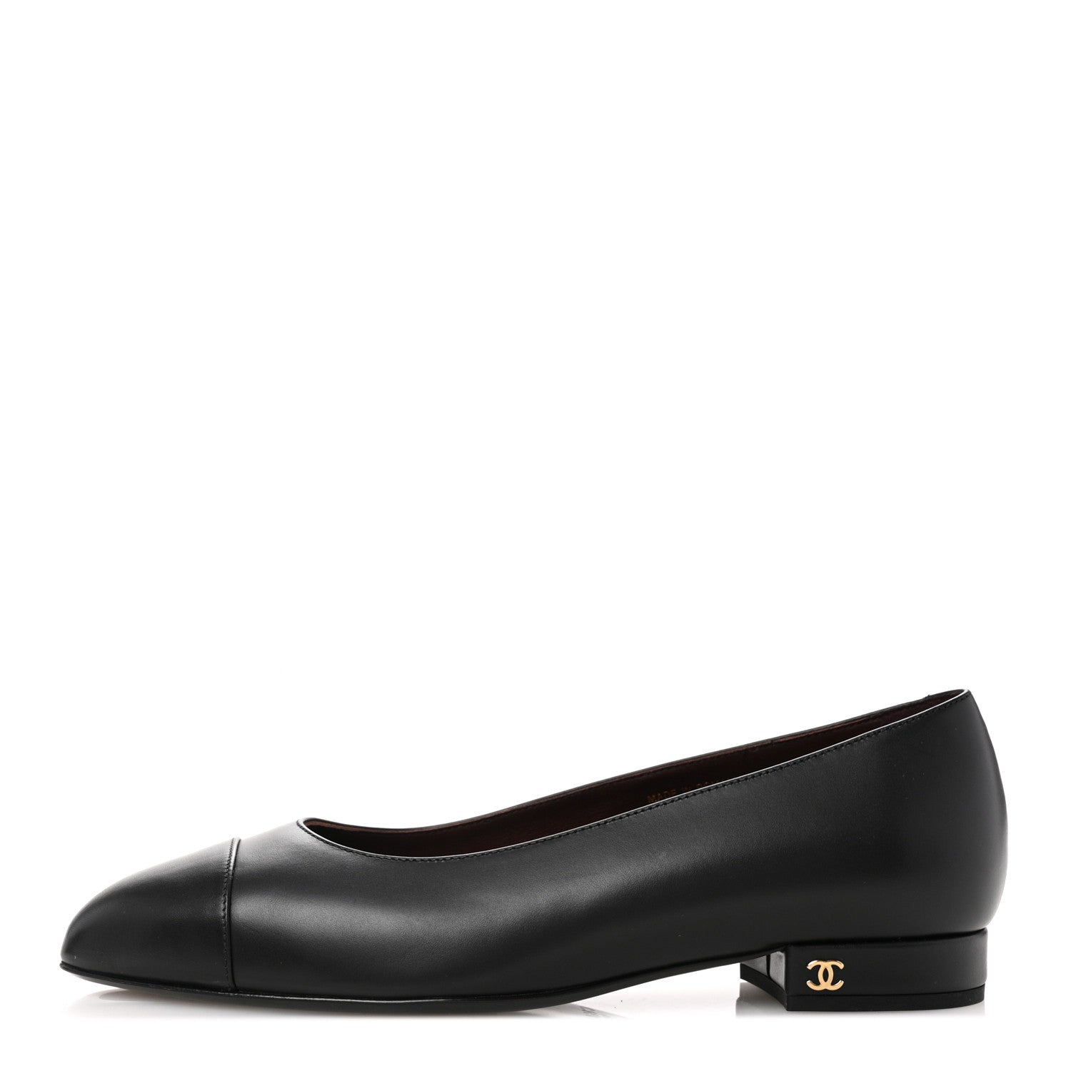 Chanel Lambskin Cap Toe CC Uniform Ballerina Flats 38 Black 1 of 10
