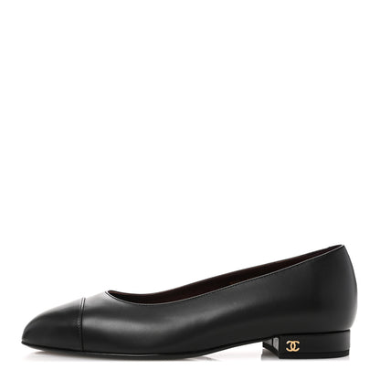 Chanel Lambskin Cap Toe CC Uniform Ballerina Flats 38 Black 1 of 10
