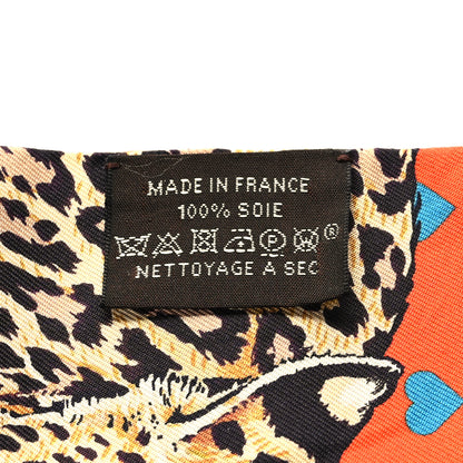 Hermes Silk Jungle Love Love Twilly Orange Bleu Brun 3 of 4