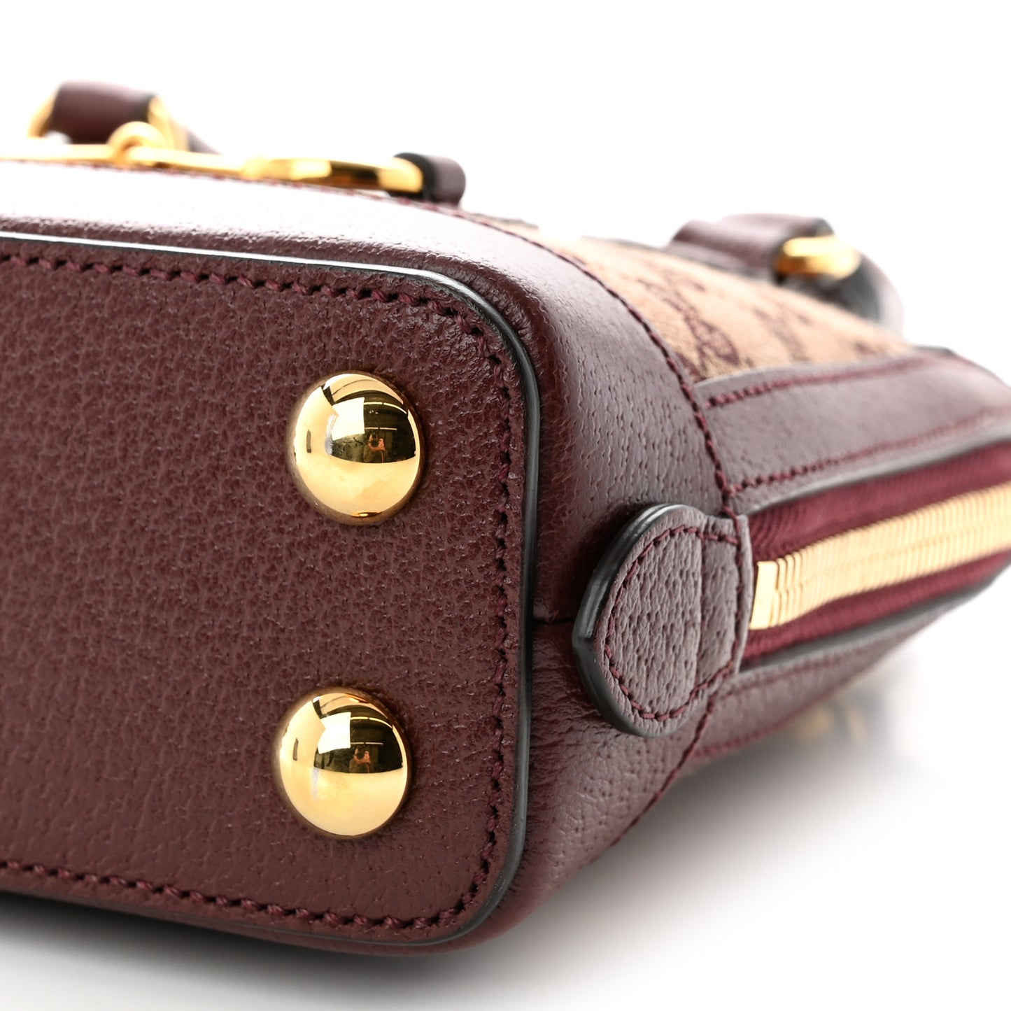 Monogram Textured Dollar Calfskin Mini Horsebit 1955 Top Handle Bag  Sahara Rubino Chardonnay