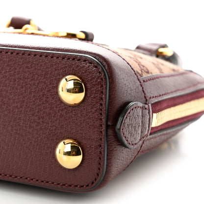 Gucci Monogram Textured Dollar Calfskin Mini Horsebit 1955 Top Handle Bag  Sahara Rubino Chardonnay 10 of 10