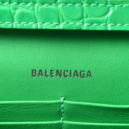 Balenciaga Shiny Calfskin Crocodile Embossed Hourglass Chain Bag Vivid Green 6 of 9