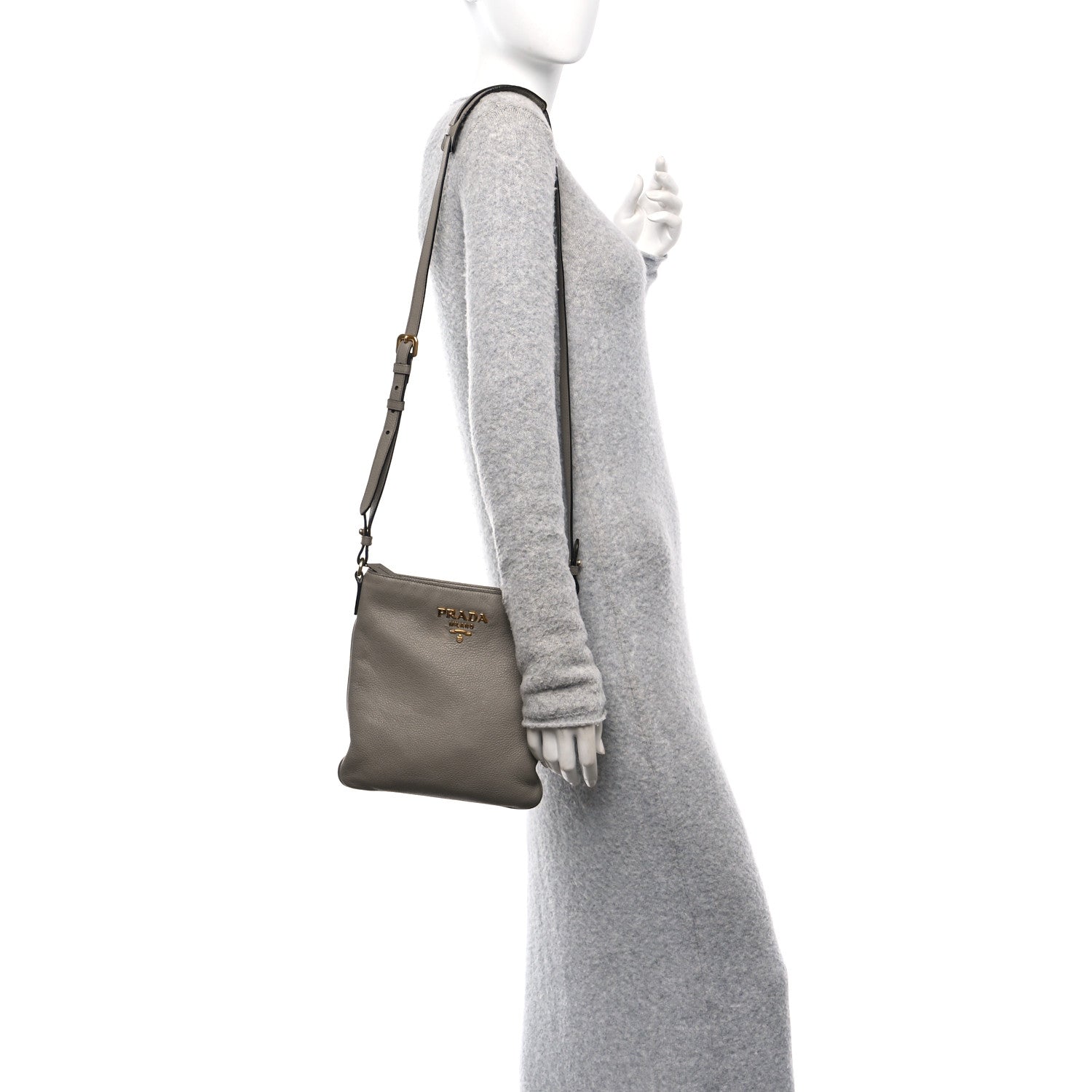 Prada Vitello Daino Crossbody Bag Argilla 2 of 9