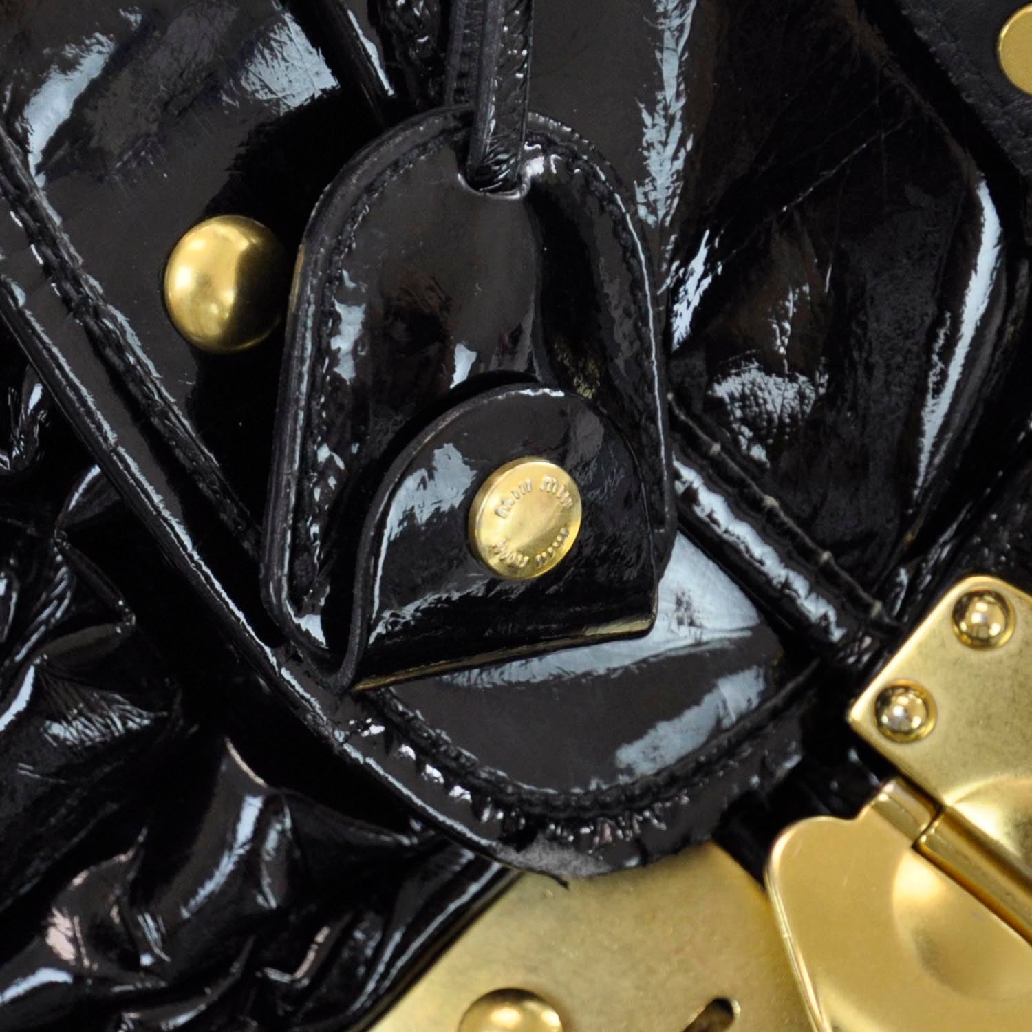 Miu Miu Patent Leather Matelasse Coffer Black 13 of 13