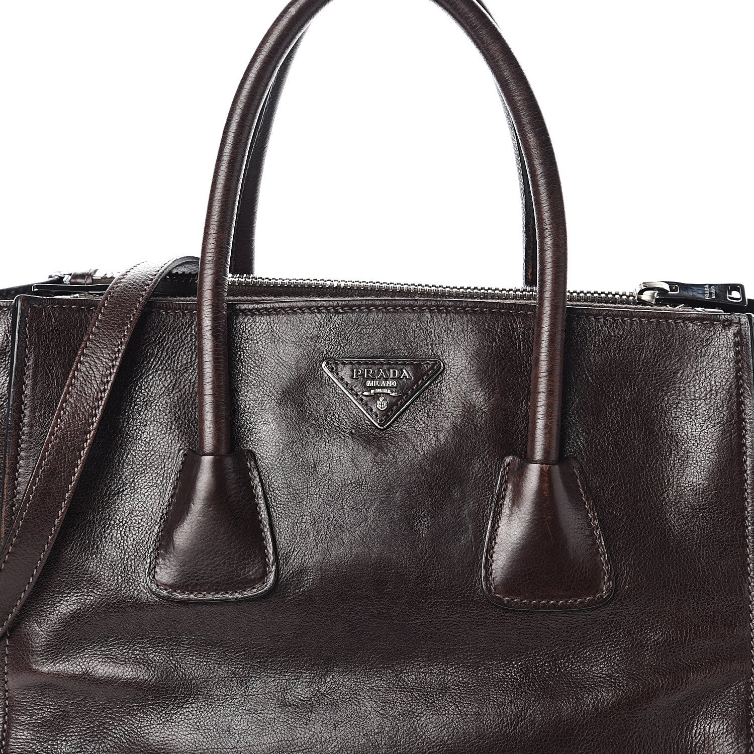 Prada Glace Calfskin Twin Pocket Tote Moro 13 of 13