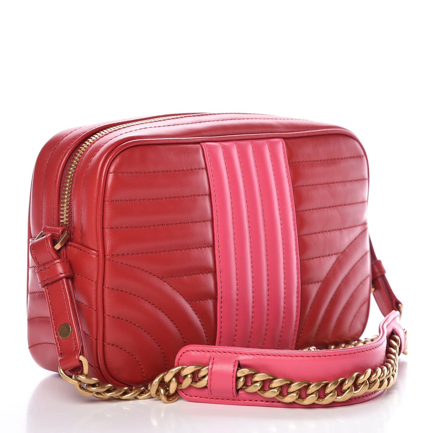 Soft Calfskin Diagramme Crossbody Bag Fuoco Magenta