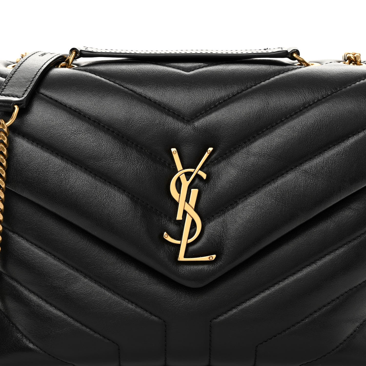Saint Laurent Calfskin Y Quilted Monogram Small Loulou Chain Satchel Black 7 of 9