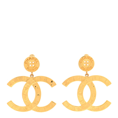 Chanel Metal Large Paris Button Earrings Gold 1 of 5