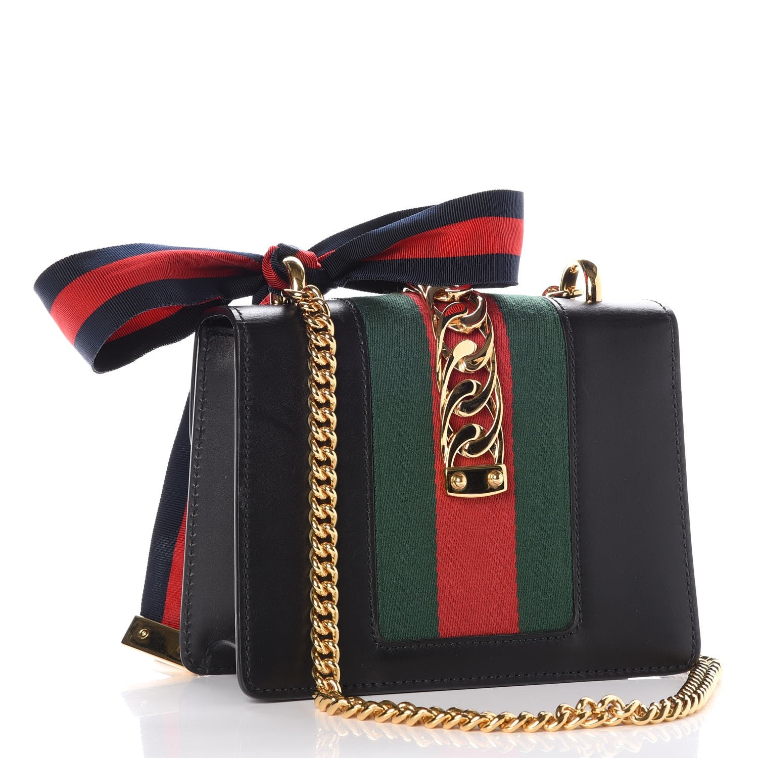 Gucci Calfskin Mini Sylvie Chain Shoulder Bag Black 3 of 8