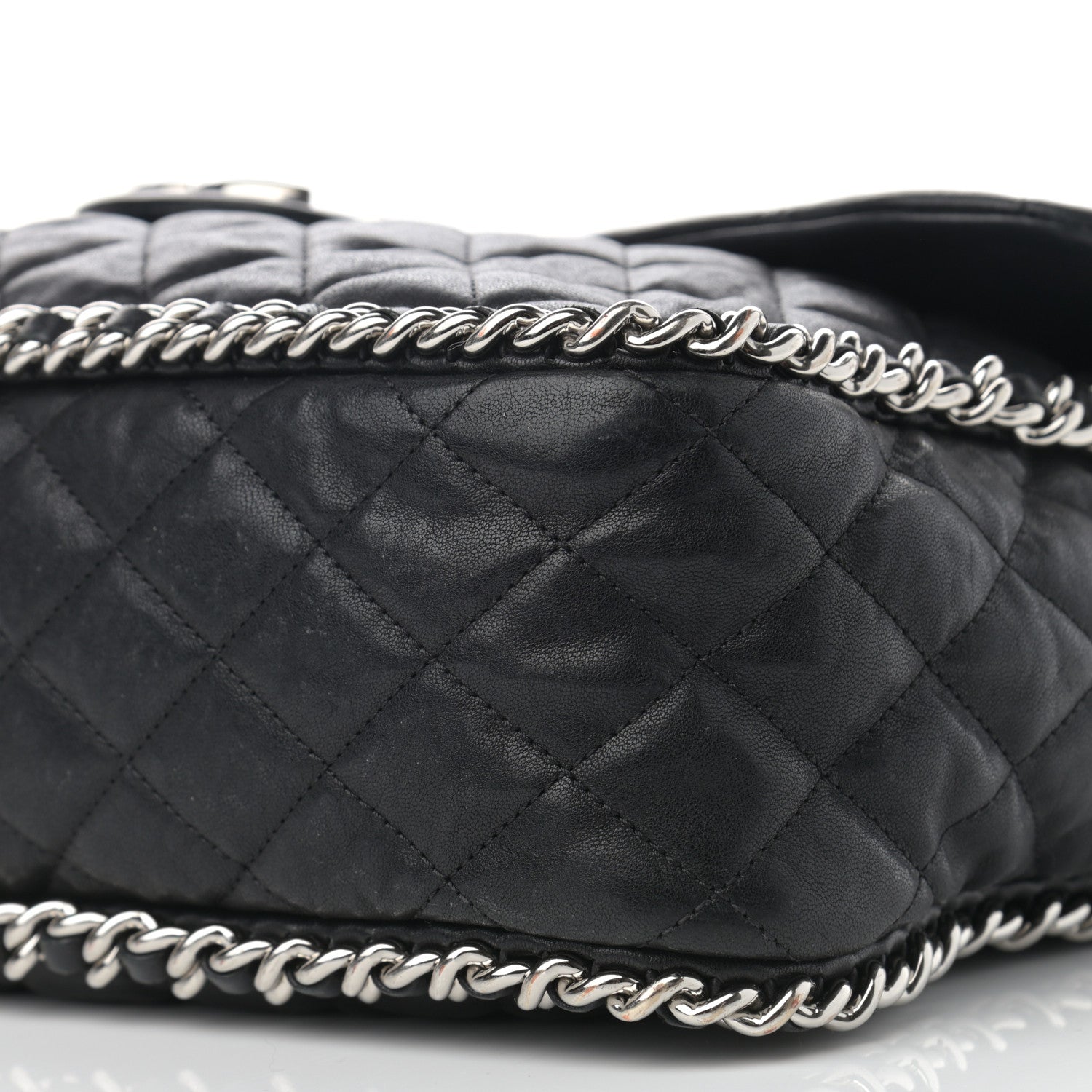 Chanel Washed Lambskin Quilted Maxi Chain Around Flap Black 10 of 13