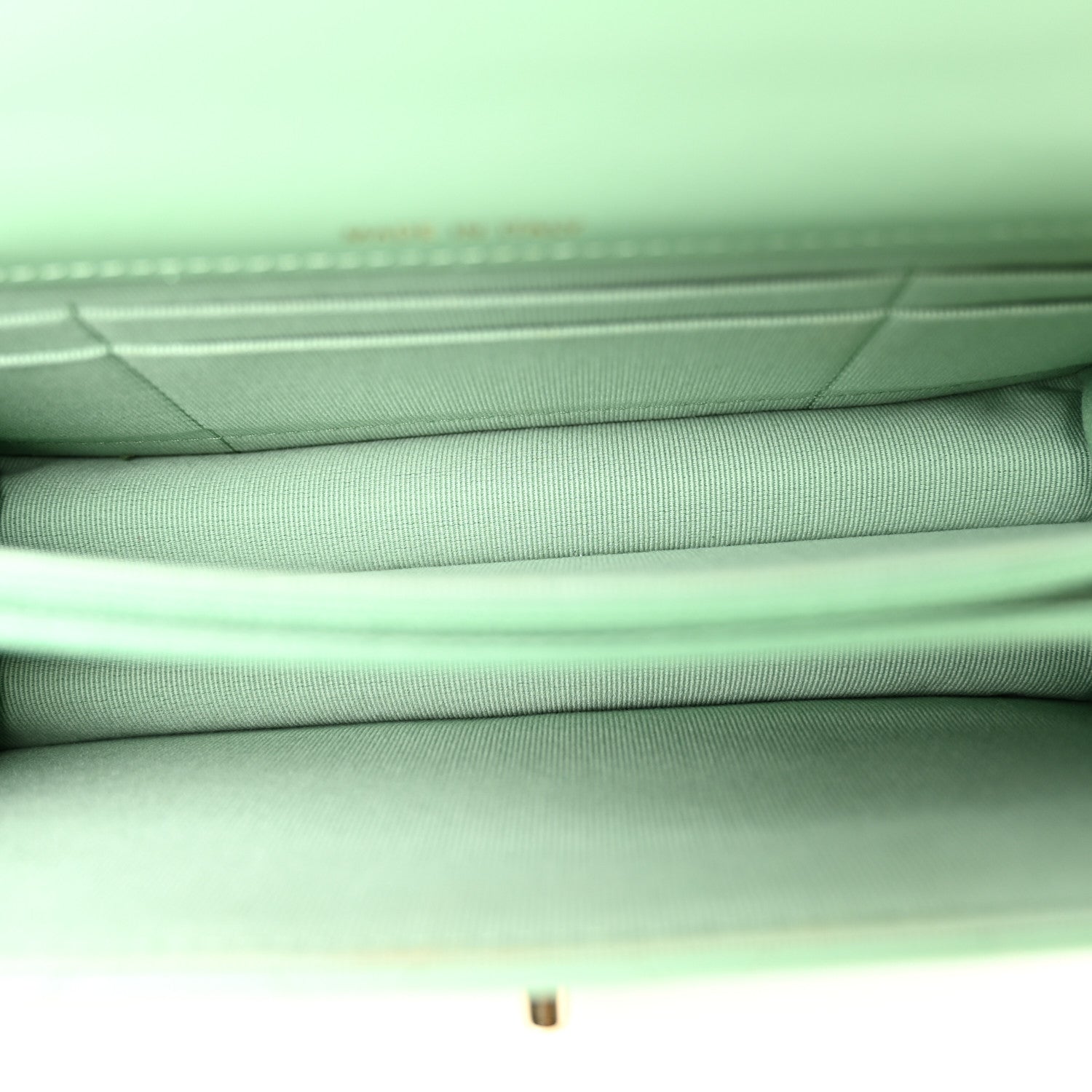 Chanel Lambskin Quilted Pearl Top Handle Clutch With Chain Light Green 5 of 12