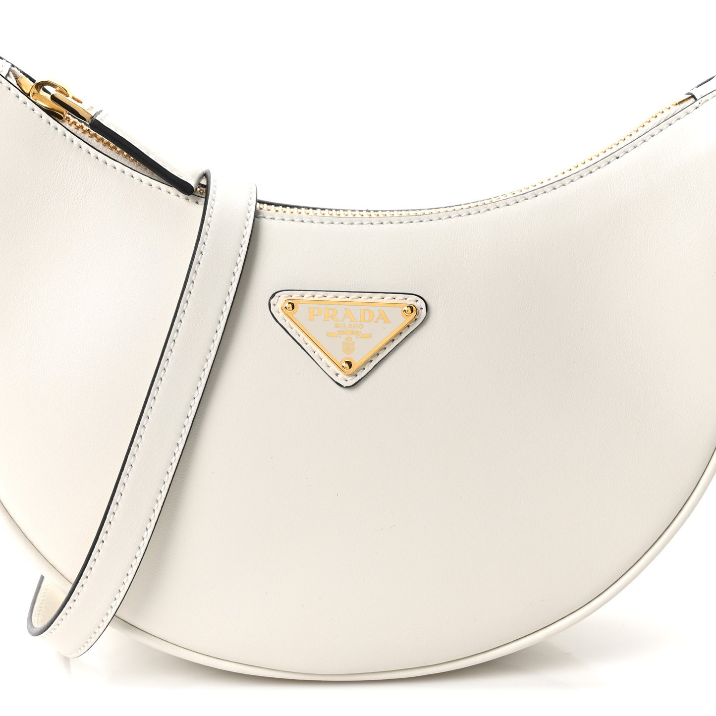 Soft Calfskin Arque Shoulder Bag White